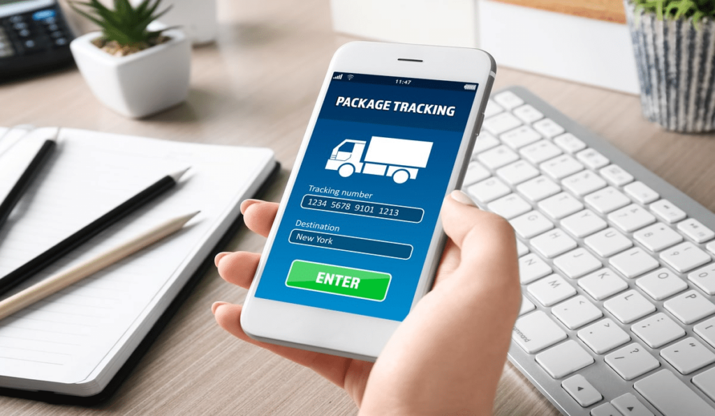 Tracking USPS package in Canada through a mobile app.