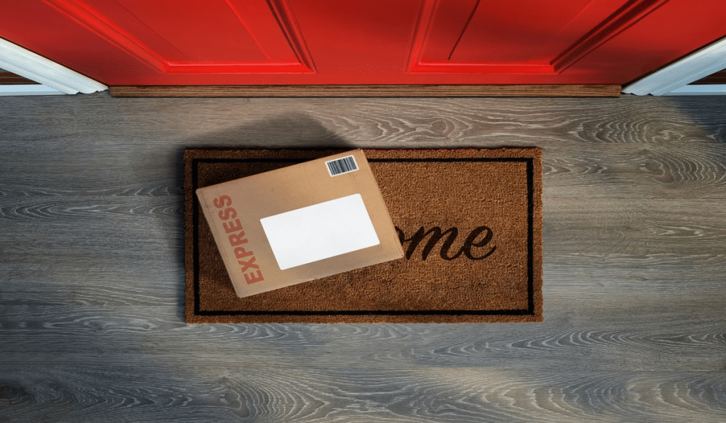 expedited parcel on mat