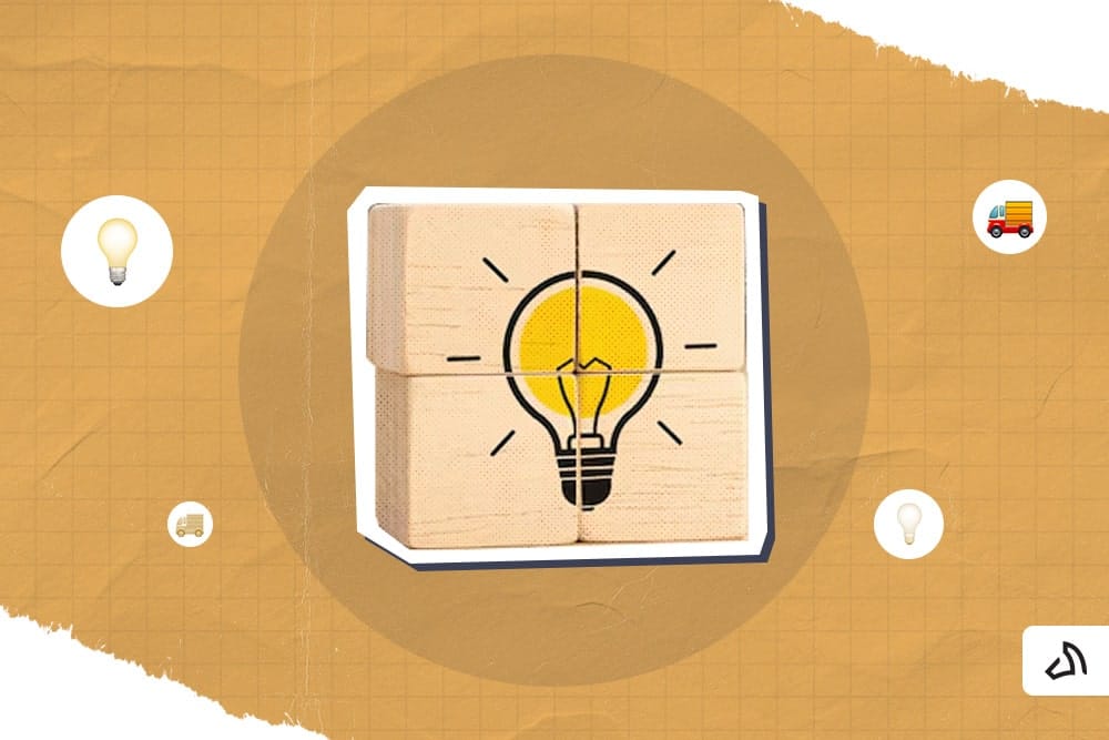 Quatre blocs formant un carré un peu plus grand formant une ampoule électrique