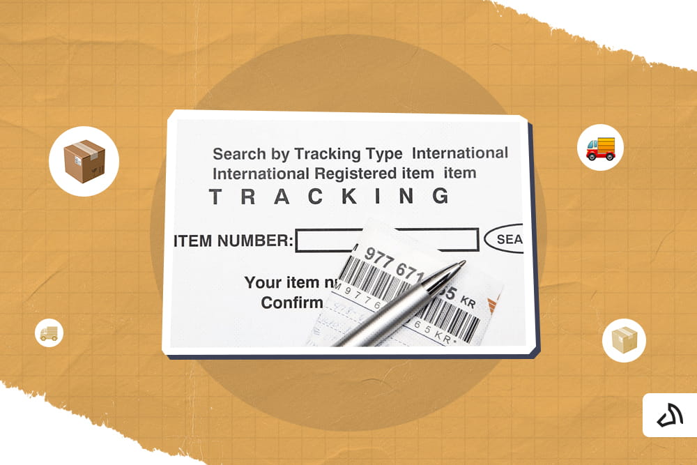 A tracking sheet and a zoomed-in image of a tracking code