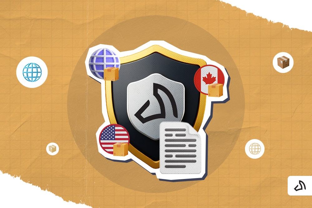 A shield with the Stallion logo is surrounded with a globe, Canadian flag, and the US flag.