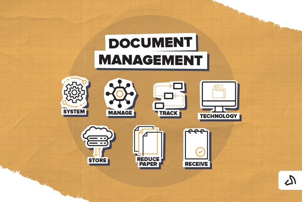 Various icons showing the importance of document management