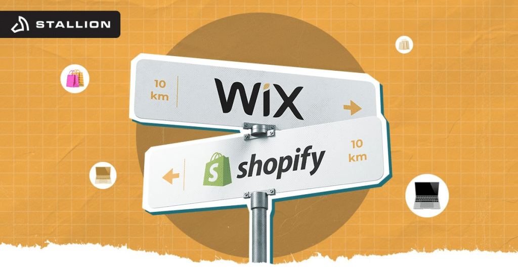 Wix and Shopify signboard