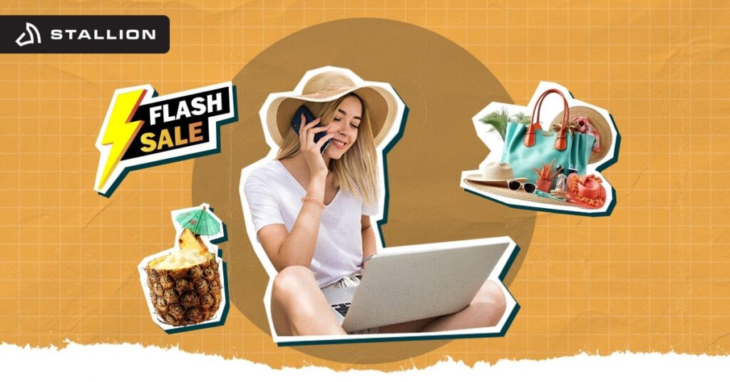 A woman with a laptop on her lap while calling someone