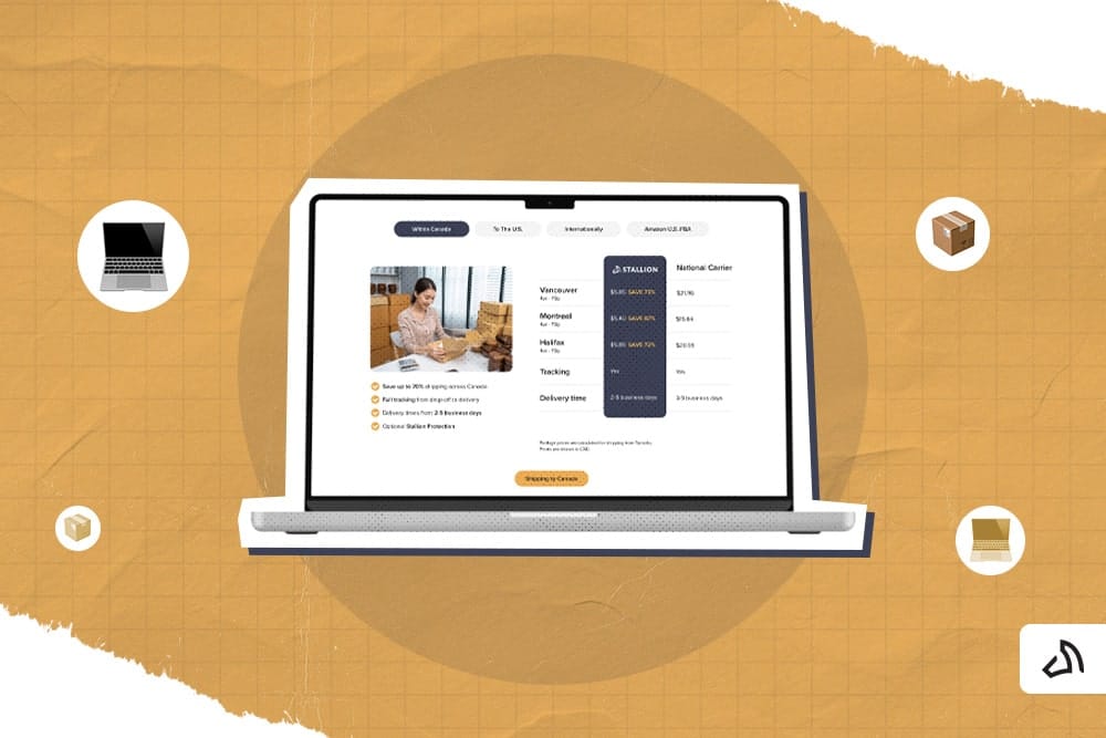 Un ordinateur portable avec à l'écran la page d'atterrissage de l'expédition canadienne de Stallion.