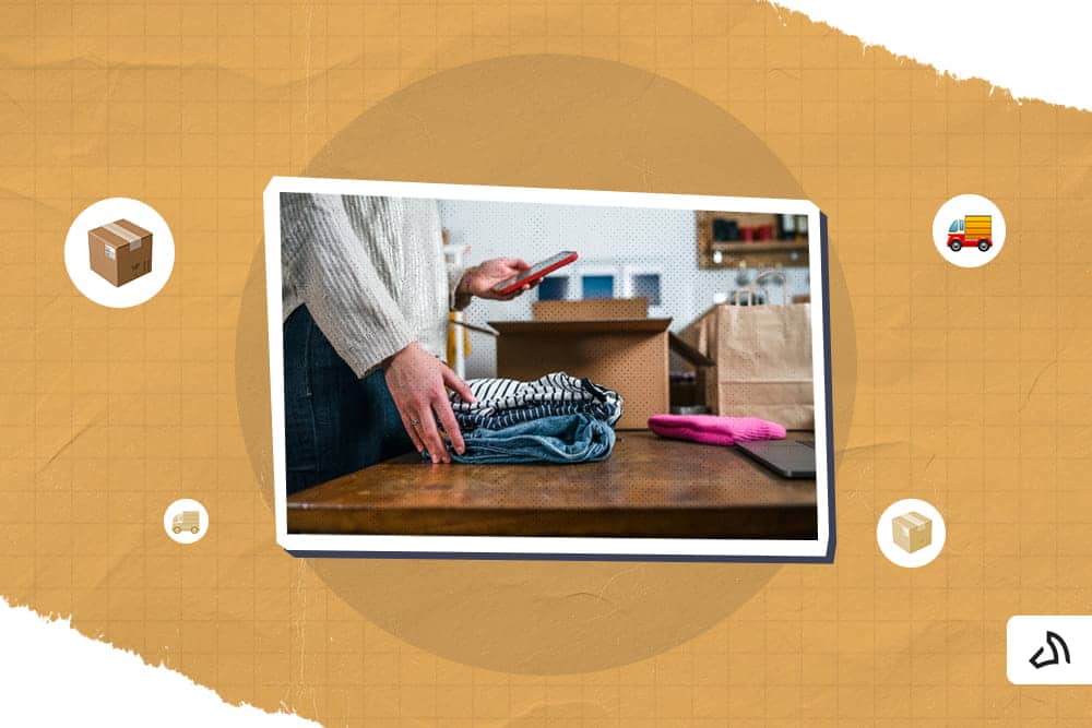 Folded clothes beside an open brown box