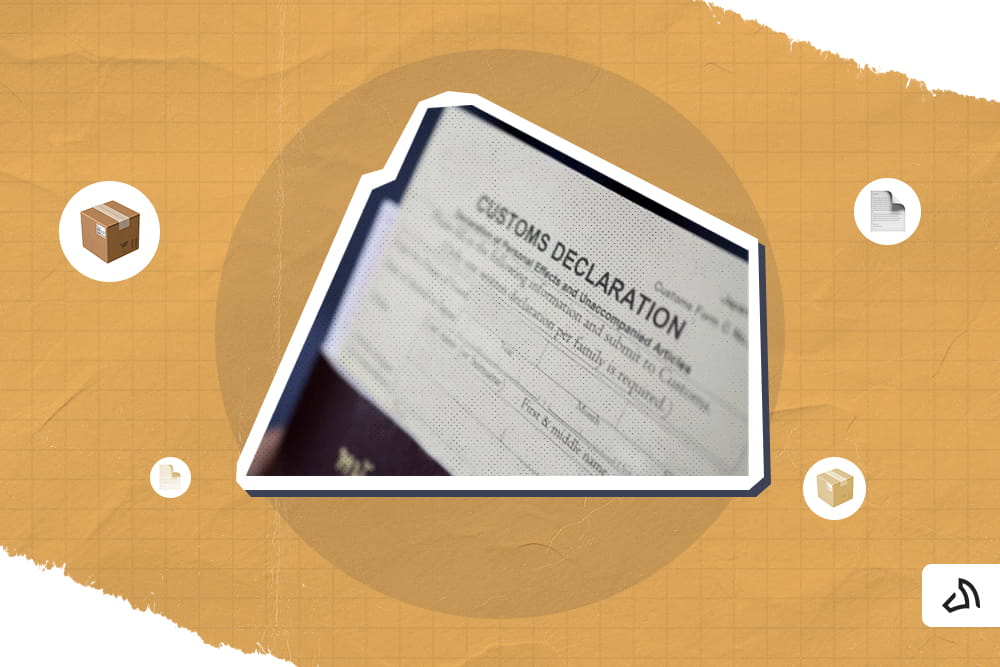 The upper portion of the customs declaration form