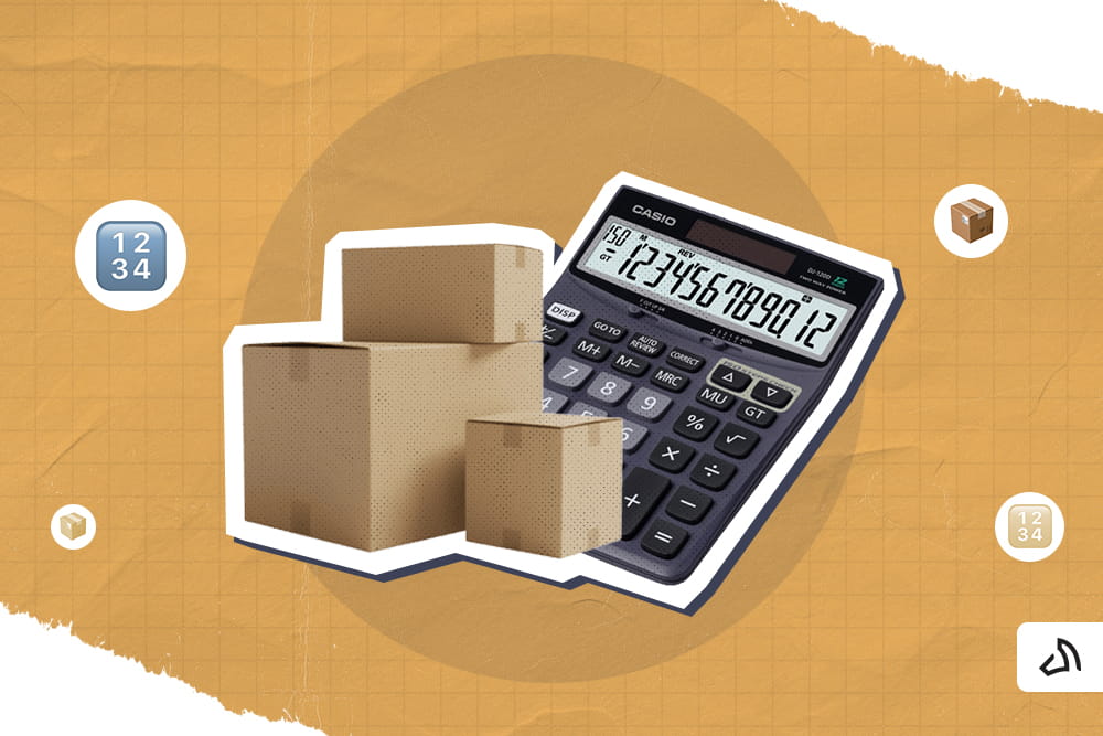 Une grosse boîte, deux petites boîtes, et une calculatrice noire