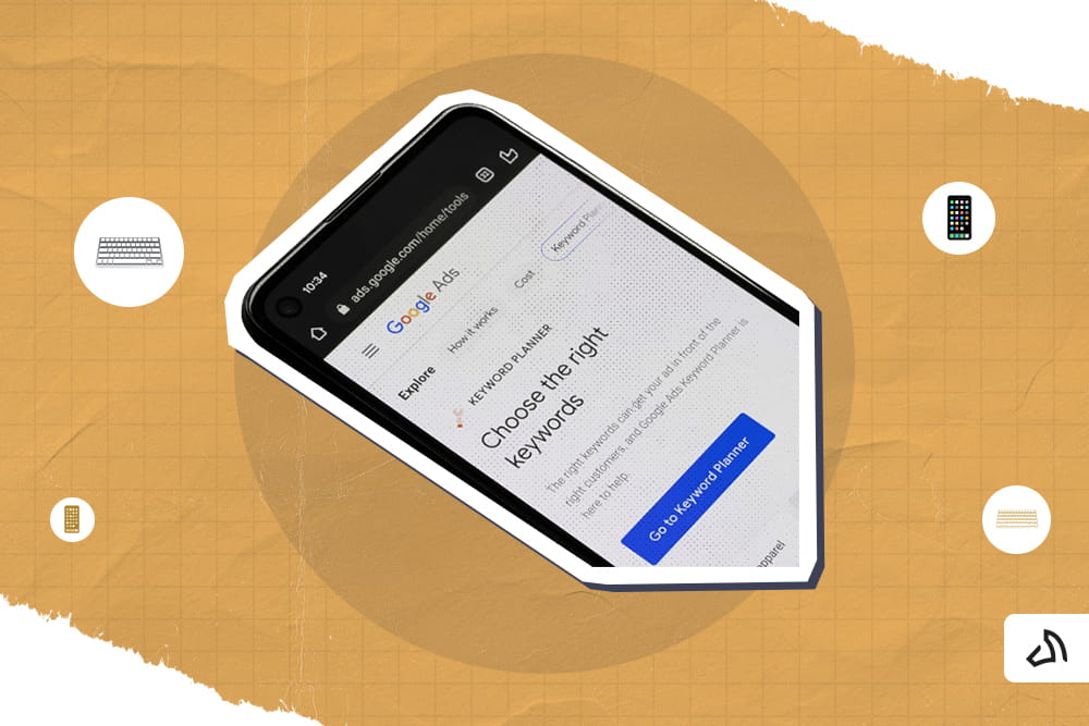 A phone with Google Ads on the screen