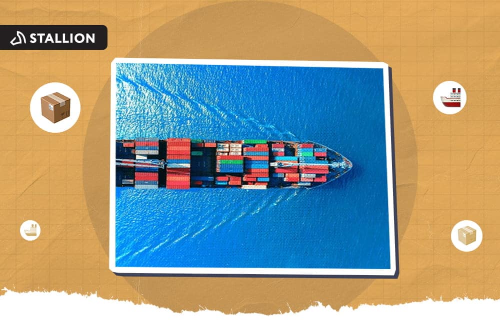 A huge container ship sailing along the sea