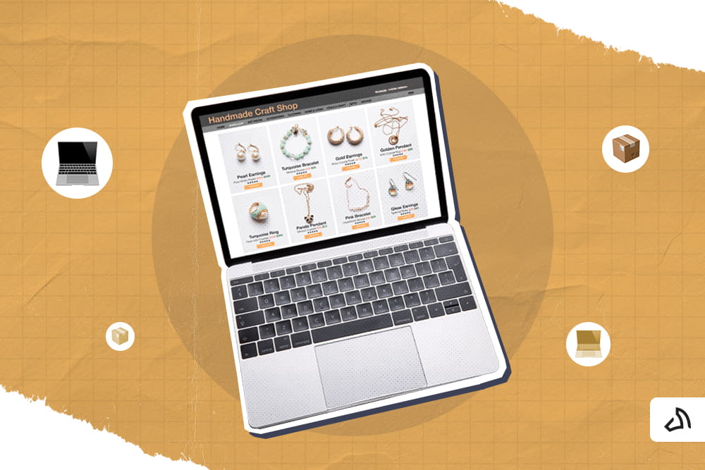 An Etsy shop on a laptop