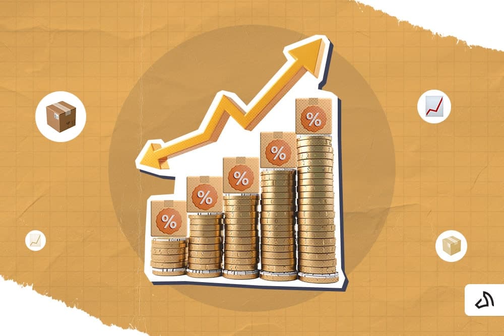 A stacks of coins representing an increasing bar graph.
