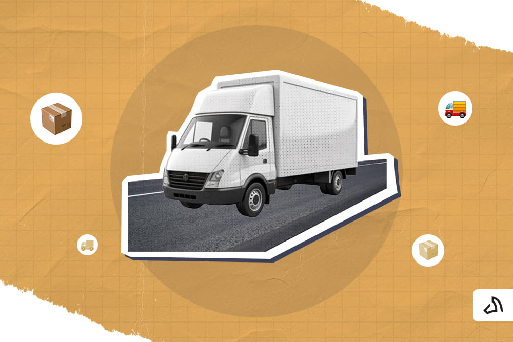 A white delivery truck on the road