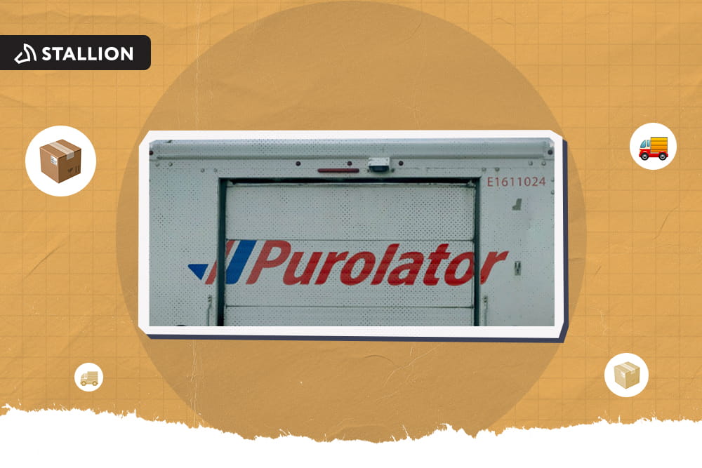 The backside of the Purolator delivery truck