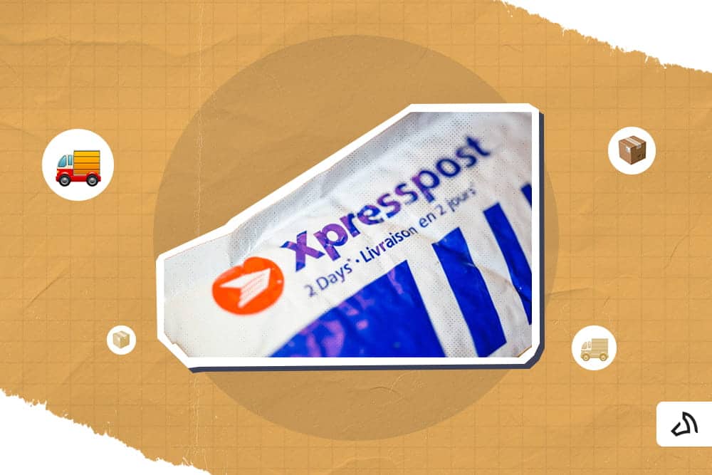 A zoomed-in image of the Xpresspost packaging