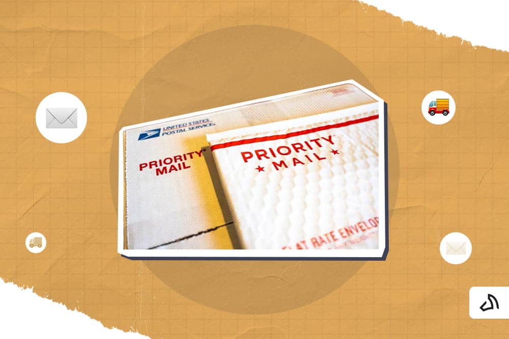 An unassembled USPS flat-rate box