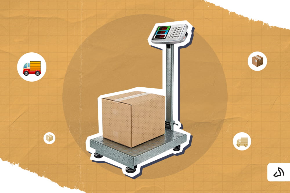 A box on top of a weighing scale