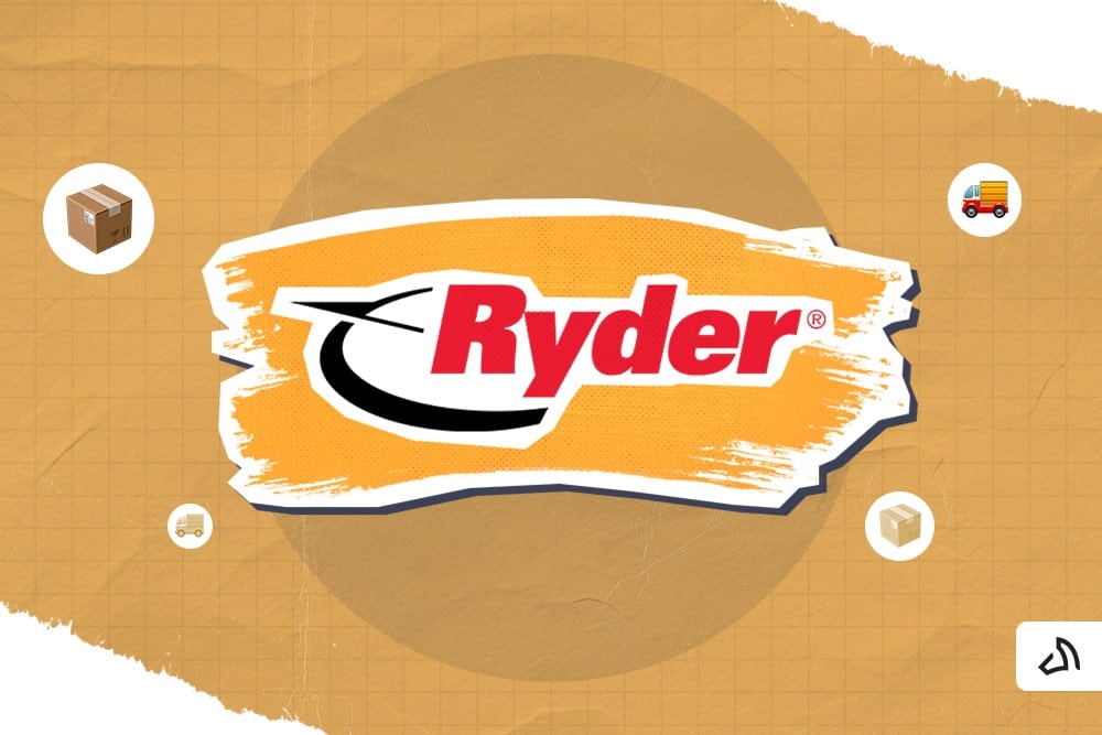 Ryder Supply Chain Solutions logo with an orange paint stroke at the back