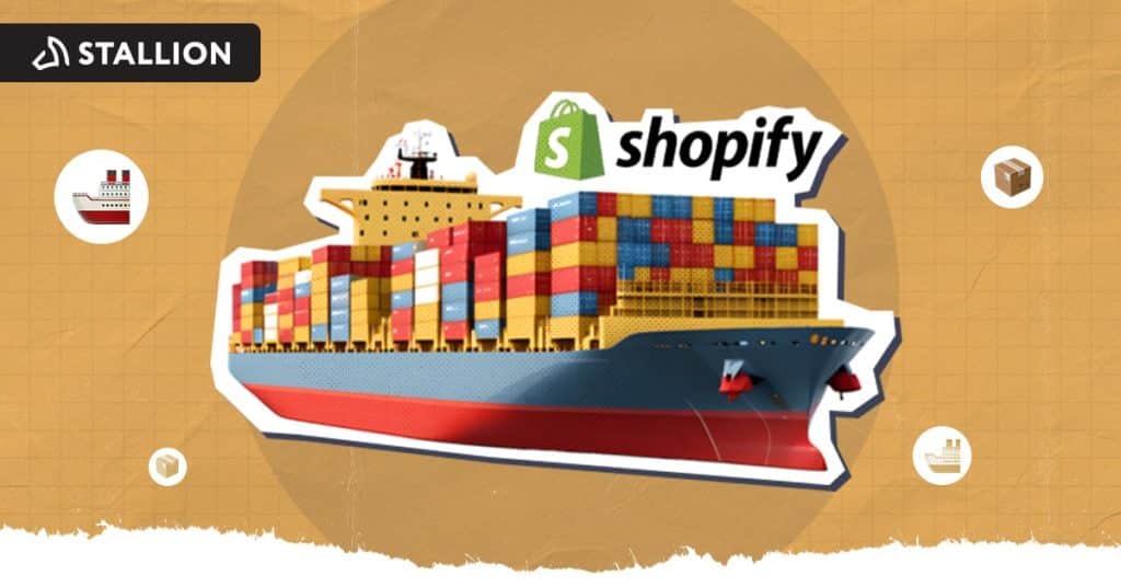 A cargo ship with the text Shopify