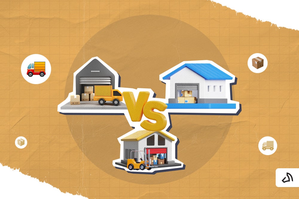 A distribution center, a fulfillment center, and a carrier facility