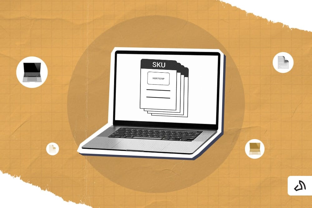 A SKU file on the laptop screen