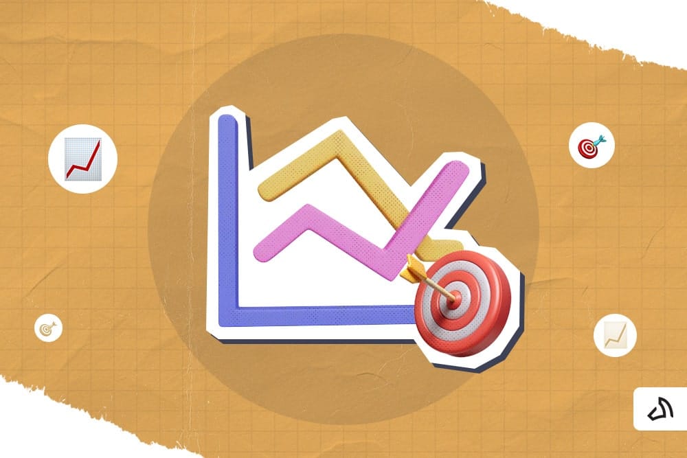A 3D-graphic graph with various lines and bull's eye