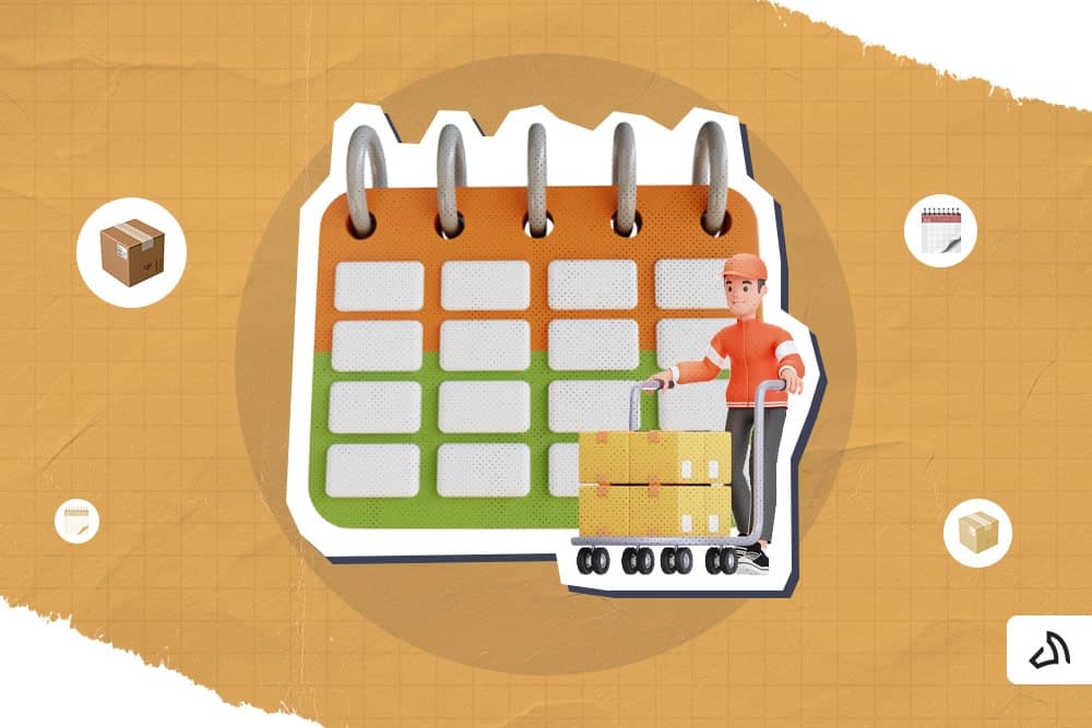 A 3D-graphic man with calendar behind him