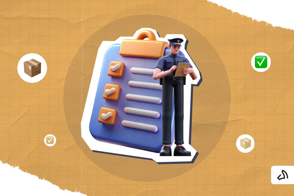 A checklist beside a customs officer