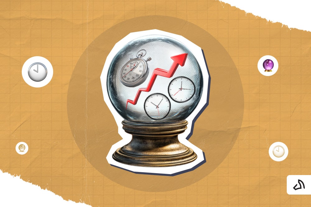 A crystal ball showing a three compasses