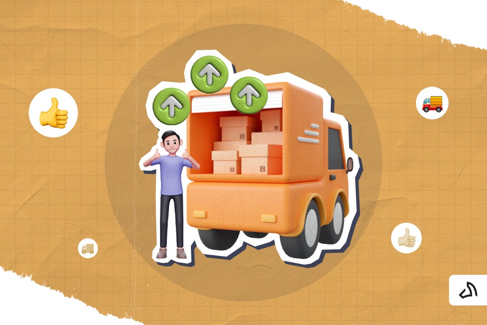 A person showing two thumbs up with three arrows above him