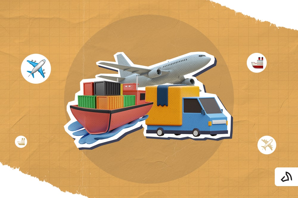 A ship, a truck, and a delivery van