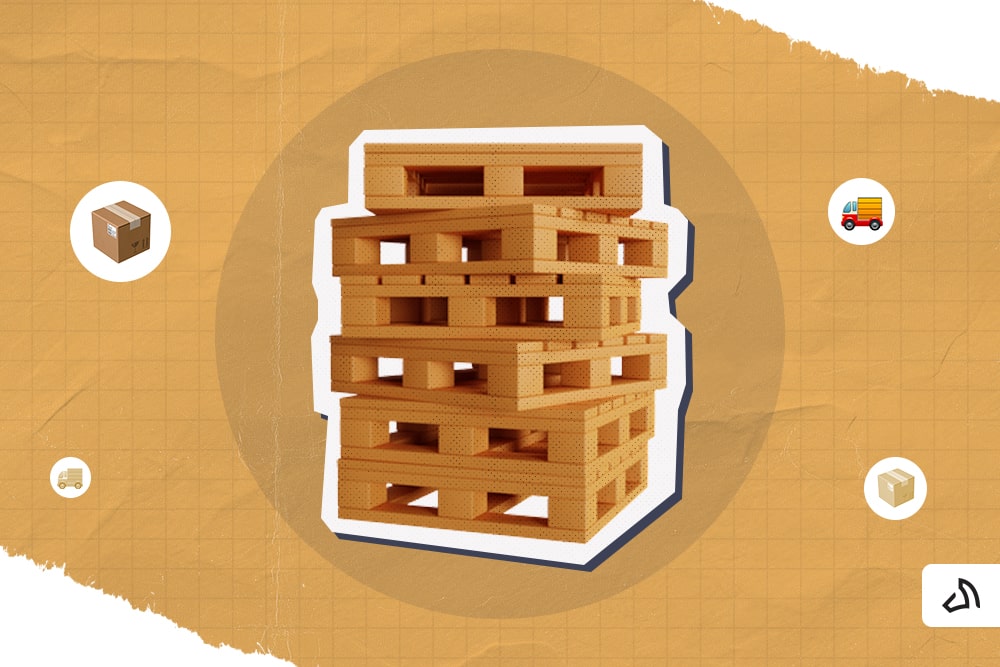 A stack of wooden pallets