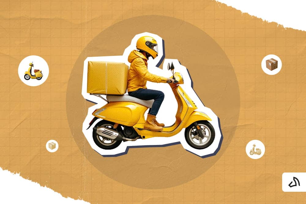 A yellow motorcycle driven by a person wearing a yellow jacket and helmet