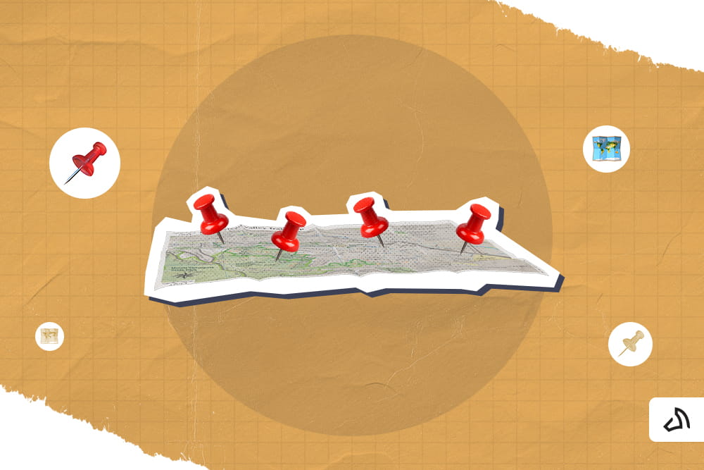 A map with four location pins