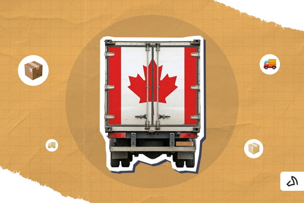 A delivery truck with the Canadian flag