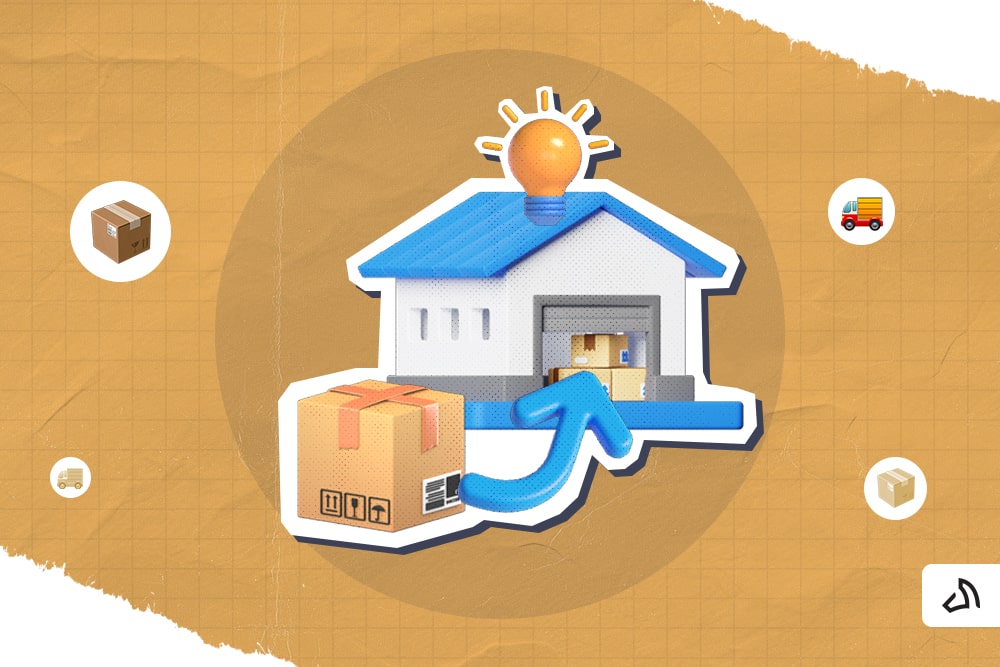 A brown box entering the warehouse