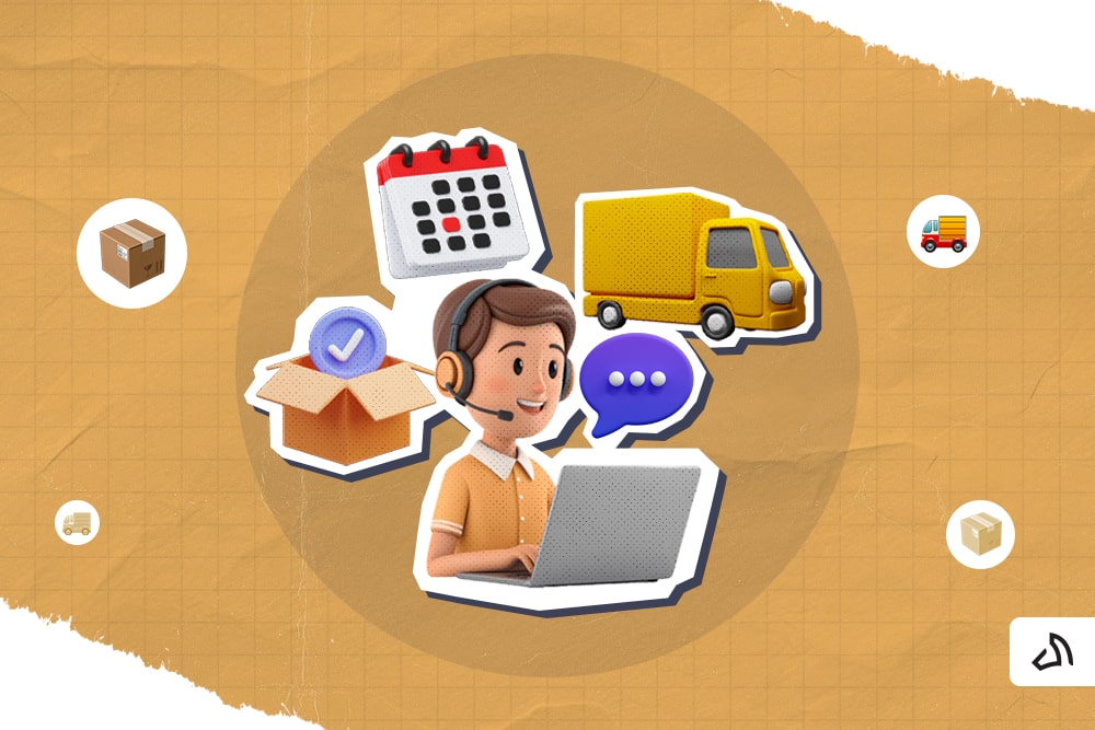 A customer service support using his laptop