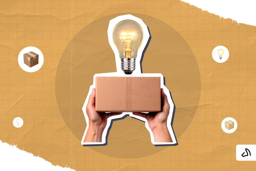 A pair of hands holding a box with a light bulb above it