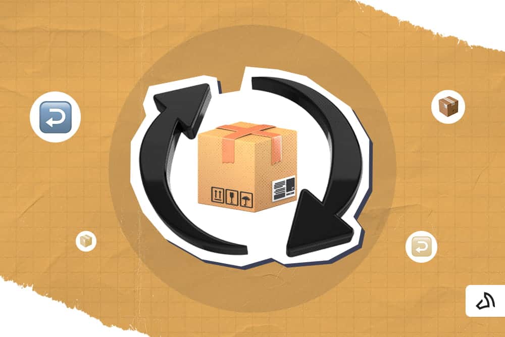 A reverse icon with a brown box in the centre