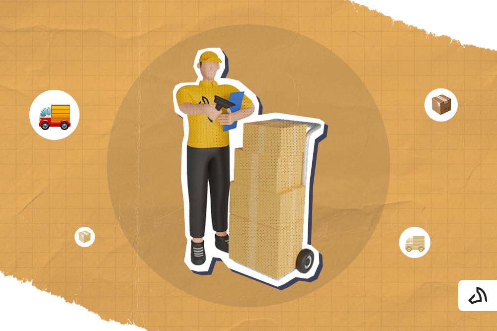 A Stallion staff standing in a stack of boxes