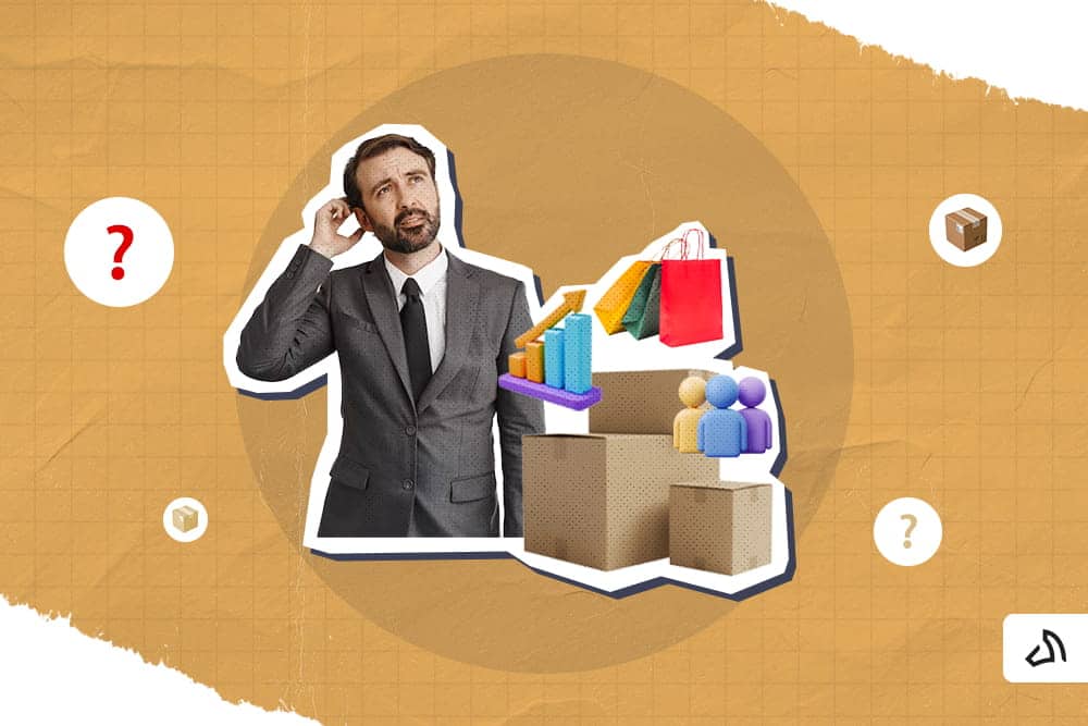 A wondering man in a black suit with deadstock-related icons