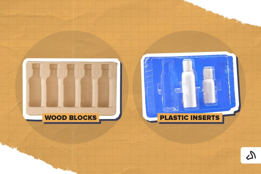 A wooden mould dunnage on the left and plastic one on the right