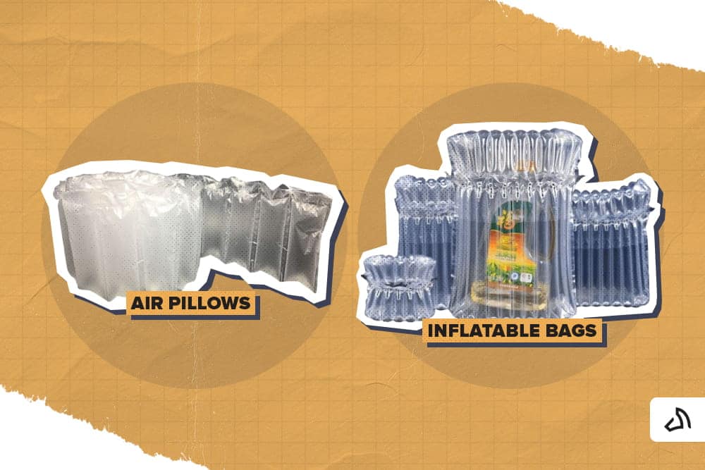 Air pillows on the left and inflatable bags on the right