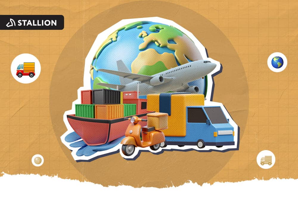 Different types shipping and delivery transportation