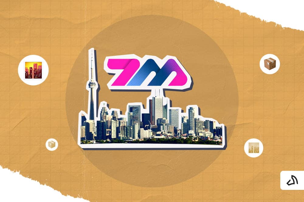 The 7 Mountain Logistics logo on top of Vancouver skyline