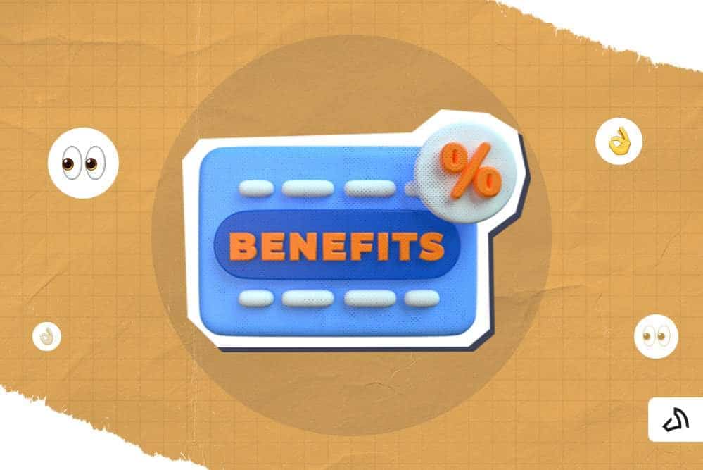 A card with percentage and "Benefits" text.