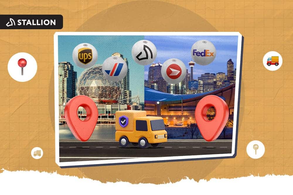 Un camion de livraison en ville et les logos des entreprises de transport