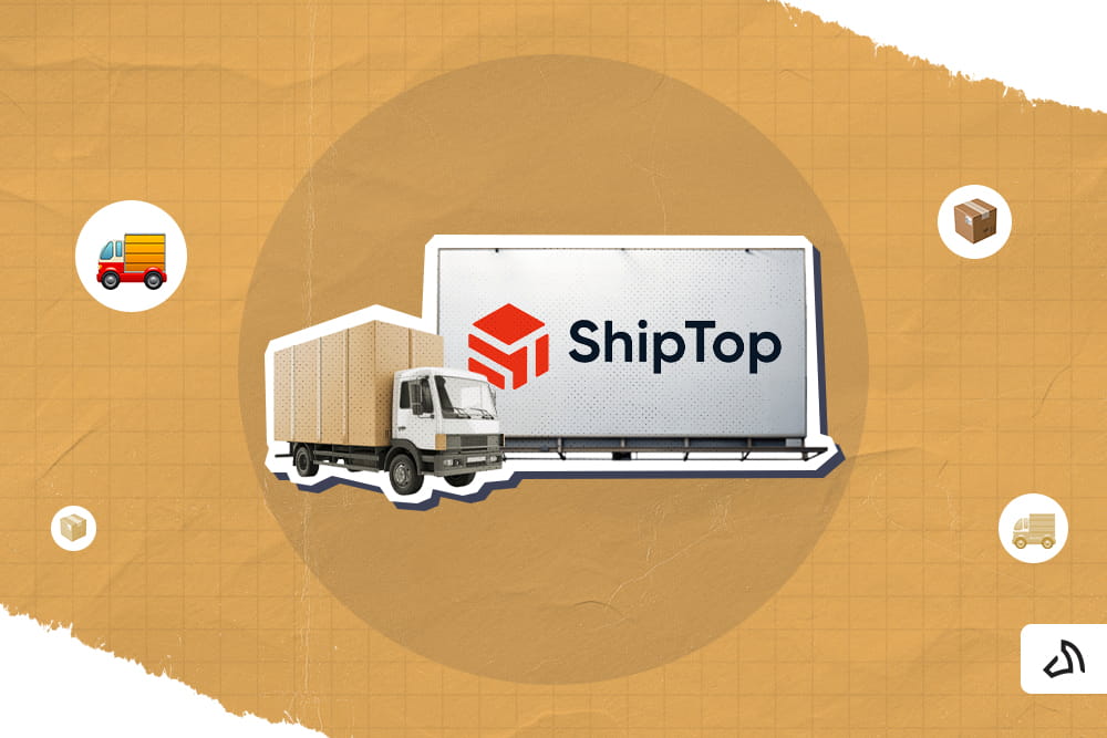 A dry van with the ShipTop logo on the billboard