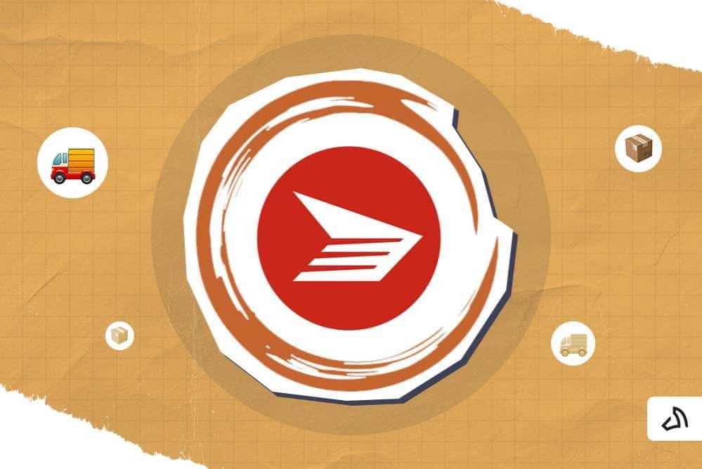 Le logo de Postes Canada à l'intérieur d'un trait de pinceau circulaire.