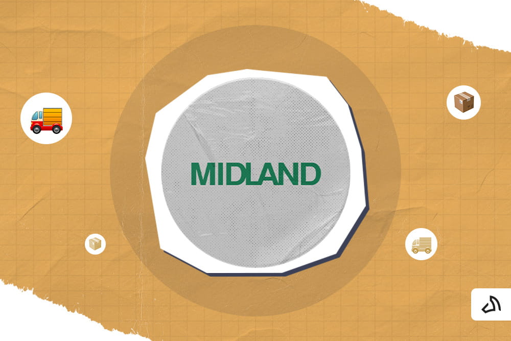The Midland Transport logo with a grey circle background